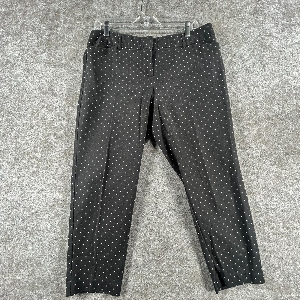 Liz Claiborne Emma Ankle Pants Womens Petite 14P Black White Polka Dot Classic